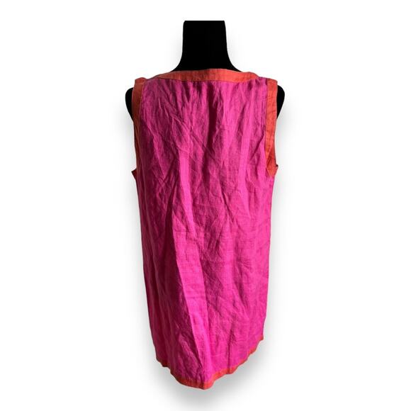 Sigrid Olsen Womens Dress Sz L Pink Orange Linen Shift Simple Summer Sundress - Picture 5 of 8